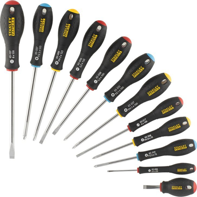 Set kaçavidash Stanley FatMax, 12 copë, çelik krom-vanadium, me ngjyra të ndryshme