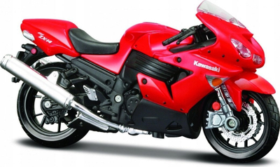 Model motor MAISTO Kawasaki Ninja ZX 14R, shkalla 1:18, me bazament, i kuq