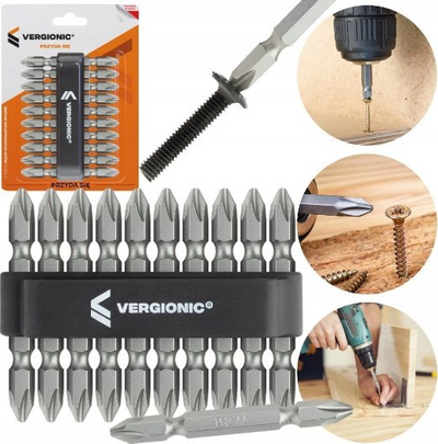 Set bitash dyanshëm PH2, 10 copë, 65mm, çelik chrome vanadium