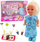 Set kukulle mini LeanToys, me aksesorë ëmbëlsirash, fustan blu