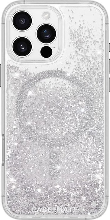 Mbulesë telefoni Case-Mate Waterfall për iPhone 16 Pro Max, me MagSafe, transparente me shkëlqim argjendi
