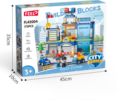 Lojë me blloqe Building Blocks City Action Police Station, 175 copë, stacion policie me burg, shumëngjyrëshe