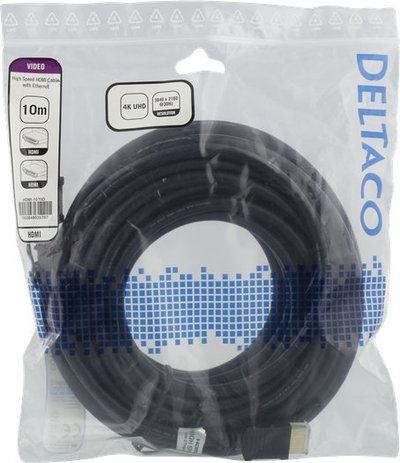 Kabllo HDMI Deltaco HDMI-1070D, 10m, 4K 60Hz, e zezë