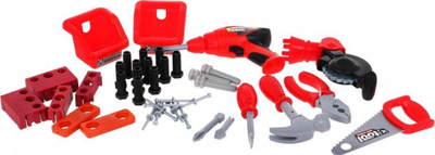 Punishte lodër Bowa Little Handyman, 46 copë, me vegla, e kuqe e zezë