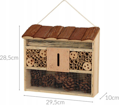 Hotel për insekte Gardigo, 29.5x10x28.5cm, dru pishe, ngjyrë natyrale