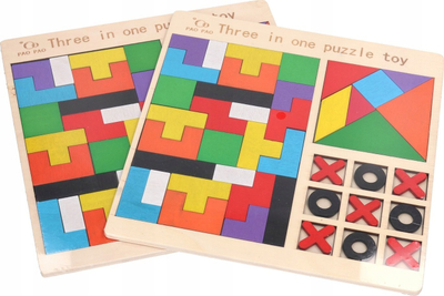 Lojë druri puzzle Pao Pao Z10035, 3 në 1, për kalamaj, shumëngjyrëshe