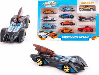 Set lodrash makina garuese die-cast Racing Car, 10 copë, metal plastik, shumëngjyrëshe