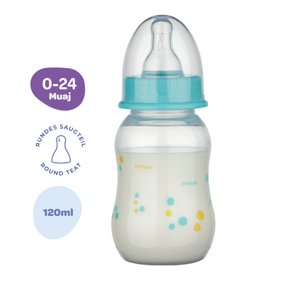 Shishe PP me qafë standarde Baby Nova (0-24 muaj), 130ml, e kaltër