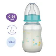 Shishe PP me qafë standarde Baby Nova (0-24 muaj), 130ml, e kaltër