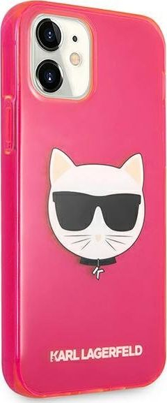 Këllëf telefoni Karl Lagerfeld Choupette Head, TPU, për iPhone 12 Mini, rozë fluo