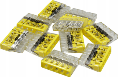 Klemë lidhëse WAGO 2273, 5 pola, 0.5-2.5 mm², transparente e verdhë