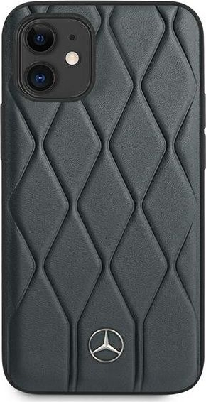 Kapak telefoni Mercedes-Benz me lëkurë origjinale Quilted Wave, për iPhone 12 Mini, lëkurë natyrale, blu e errët