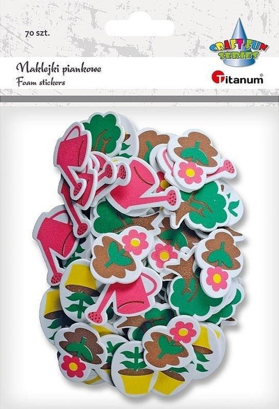 Лепливи сунѓерести налепници Titanum Foam Stickers Flowers, сет 70 парчиња, повеќебојни