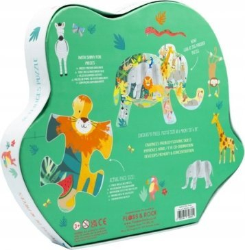 Puzzle Floss &amp; Rock Jungle Friends, 40 pjesë, në formë elefanti, shumëngjyrësh