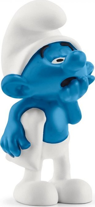 Figurinë lodër Schleich Smurfs Lazy, për koleksion, blu e bardhë