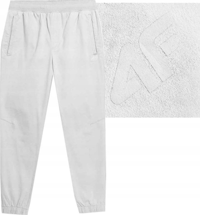 Pantallona jogger për burra 4F 4FSS23TTROM154, pambuk me poliester, me bel me lastik, gri e çelët