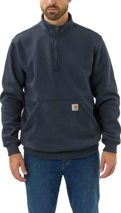 Bluzë Carhartt për burra Loose Fit Midweight me jakë mock-neck edhe zinxhir 1/4, masa 2XL, blu navy