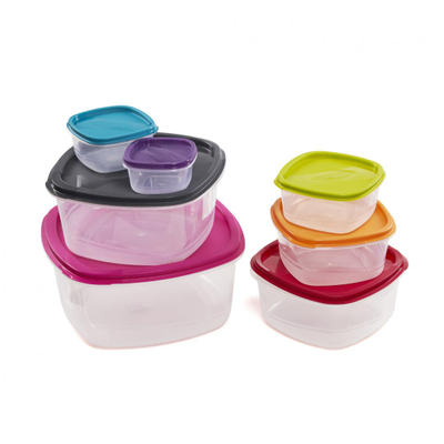 Set enësh katrore plastike Vanora Home, 7 copë, me kapakë, shumëngjyrëshe