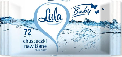 Shami të lagura për bebe Lula Baby, 99% ujë, 72 copë, të bardha