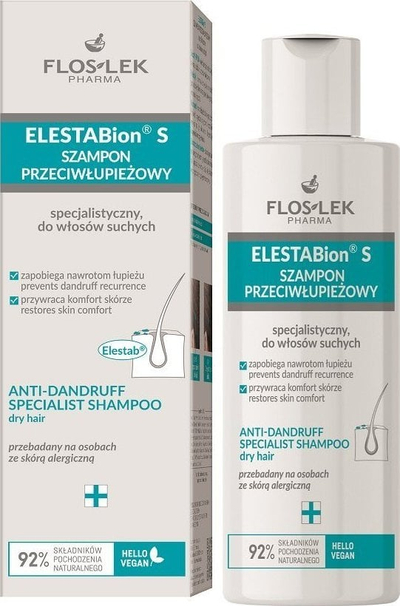 Shampo kundër zbokthit FlosLek Pharma ElestaBion S, për flokë të thatë, 150 ml