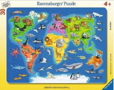 Puzzle Ravensburger Animal World Map, 30 elemente