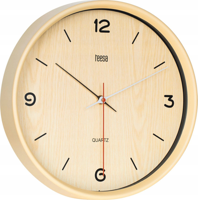 Orë murale TEESA TSA0048, 30cm, mekanizëm kuarc, e bardhë