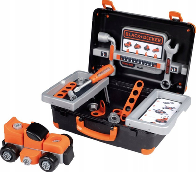 Kuti me vegla lodër Smoby Black Decker Bricolo Box, set për me ndërtu, me makinë ndërtimi lodër, me shumë ngjyra