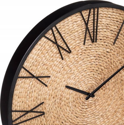 Orë muri Atmosphera Straw Metal Nico D50, 50cm, metal dhe kashtë, bezhë