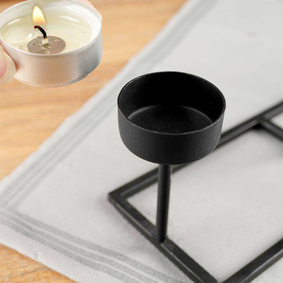 Mbajtëse për qirinj tealight, metal, 4 vende, e zezë