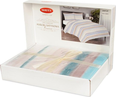 Set shtrojash Matex Premium 03, 220 x 200 cm, 3 copë, me vija blu e bezhë