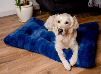 Shtrat për qen MIMIKO Pets Shaggy Rectangular Bed XXL, 115x75cm, për qen të mëdhenj, blu kobalt