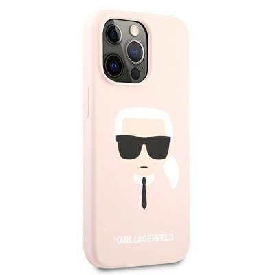 Mbrojtëse telefoni Karl Lagerfeld Liquid Silicone Karl Head për iPhone 13 Pro Max, silikon, rozë e hapur