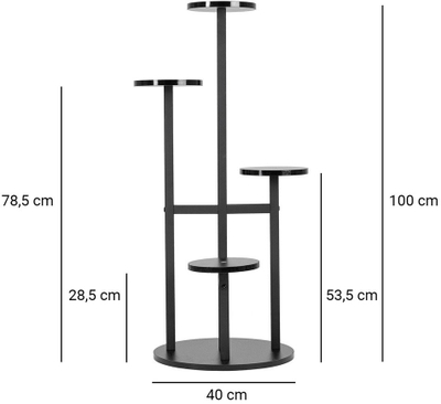 Stendë për lule Strado Fino, 4 nivele, për 6 vazo, e zezë