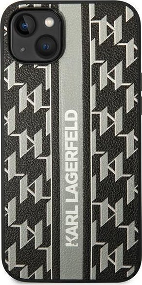 Kapak telefoni Karl Lagerfeld Monogram Stripe për iPhone 14 Plus 6.7", hardcase, gri