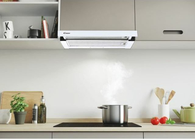 Kapak aspirimi Candy CBT625/2W/1, i integrum, me LED, i bardhë