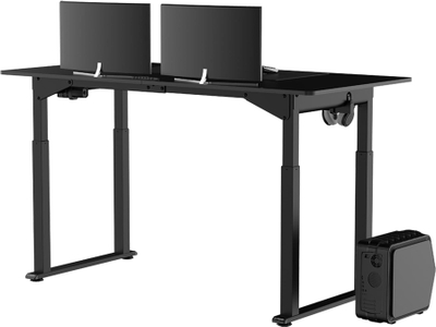 Tavolinë gaming ULTRADESK UPLIFT, ngrihet e ulet në lartësi, me menaxhim kabllosh, e zezë