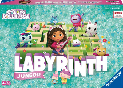 Друштвена игра Ravensburger Junior Labyrinth Куќата на куклата на Габи за мачки, семејна, 2–4 играчи, повеќебојна