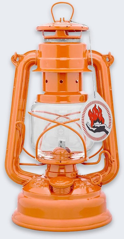 Llambë kampingu Feuerhand Baby Special 276, 10", metal i galvanizuar, portokalli pastel