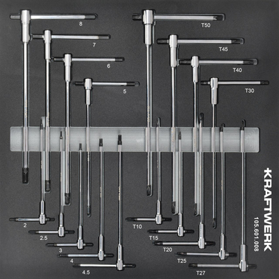 Set me kaçavida Kraftwerk Basic T-handle 105.601.008, 18 copë