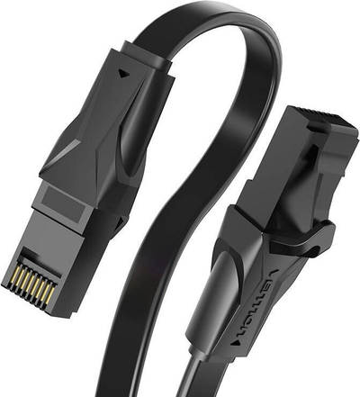 Kabllo interneti Vention Flat CAT6 UTP, 1.5m, e zezë