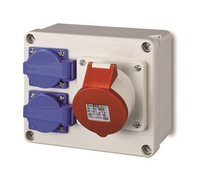 Obudowa natynkowa për prizë 2x230V + 16A 5P IP44 6263-10