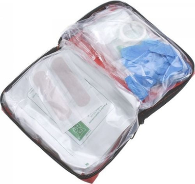 Set i ndihmës së parë për veturë Car First Aid Kit, me pajisje bazike, i kuq