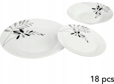Servis pjatash 5five Simply Smart, porcelan, 18 copë, i bardhë me motive të zeza