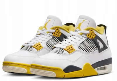 Atlete Nike Air Jordan 4 Retro W AQ9129-101, për femra, e bardhë me të verdhë