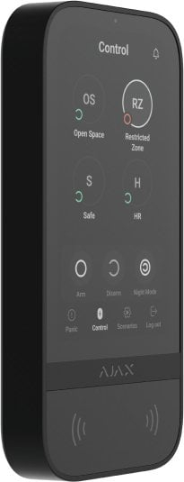 Tastierë pa tela Ajax KeyPad TouchScreen Jeweller, me ekran 5" IPS, Bluetooth, e zezë