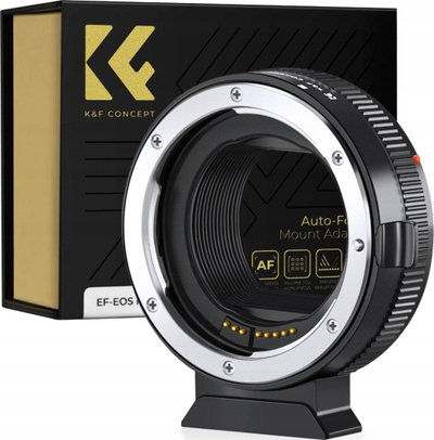 Adapter objektivi K&amp;F Concept EF-EOS R, autofokus, me bazament tripod, i zi
