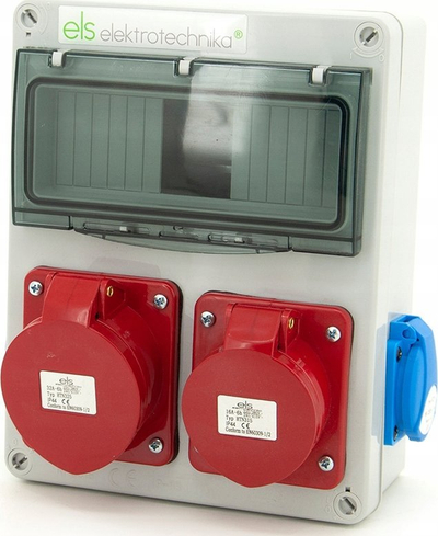 Kuti ndarëse ELS Elektrotechnika, 2x 230V, CEE 16A dhe CEE 32A, IP44, për mur