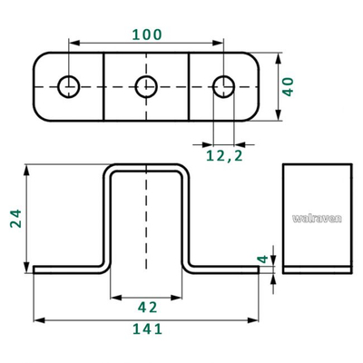 Lidhës shine Walraven BIS Strut Saddle Connector BUP, 41x21, çelik i galvanizuar, gri metalik