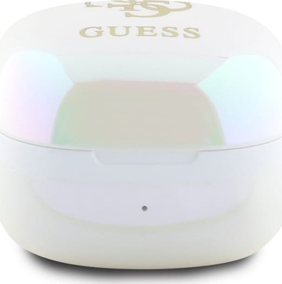 Bluetooth слушалки Guess 4G Printed Logo TWS, Bluetooth 5.3, со кутија за полнење, бели