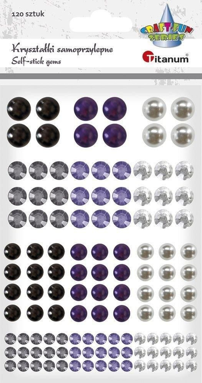 Perla edhe gurka xixëllitëse ngjitëse Titanum Self-Adhesive Crystals Pearls Mix, set me 120 copë, ngjyra përzi